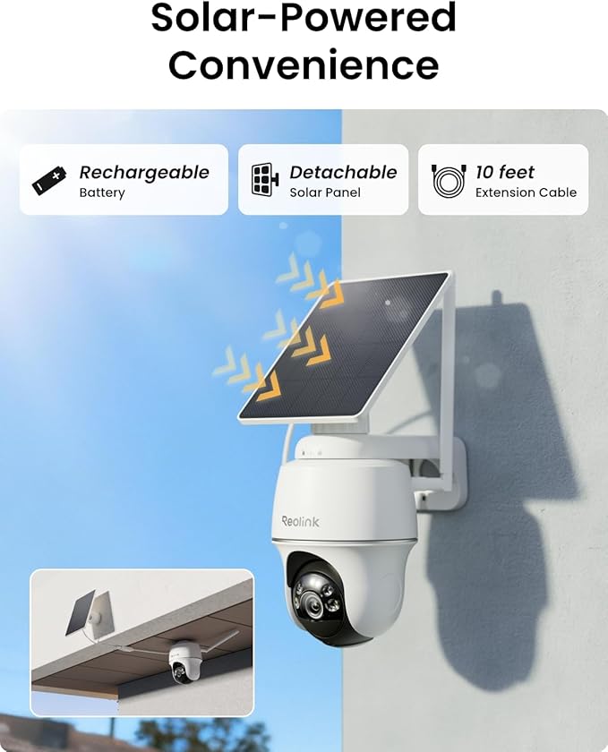 REOLINK 5MP Solar Security Cameras Wireless Outdoor, 360° Pan Tilt Auto-Tracking, Smart AI Detection, Up to 1TB Local Storage, 2.4/5GHz Dual-Band WiFi, Home Hub Mini with 4X Argus PT + Solar Panel