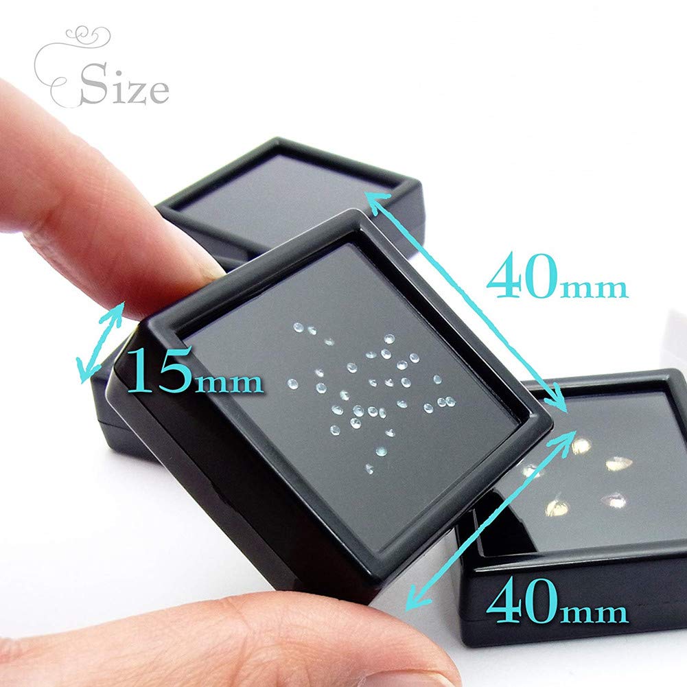 BENECREAT 24 Pack Black Gemstone Display Box Jewelry Box Container with Clear Top Lids 1.57x0.6 for Festival Treat, Gems, Coins, Diamond, Gift Packing