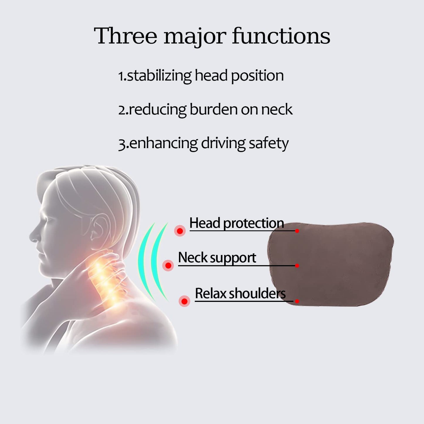 POKSRI 2pcs Car Neck Pillow for headrests,Support Drive Seats Head Cushion Pillows,Superfiber Suede,Plant-Based Polyester,Thickness & Height Adjustable,11.8x7.5,Inner Liner fillable(Grey)