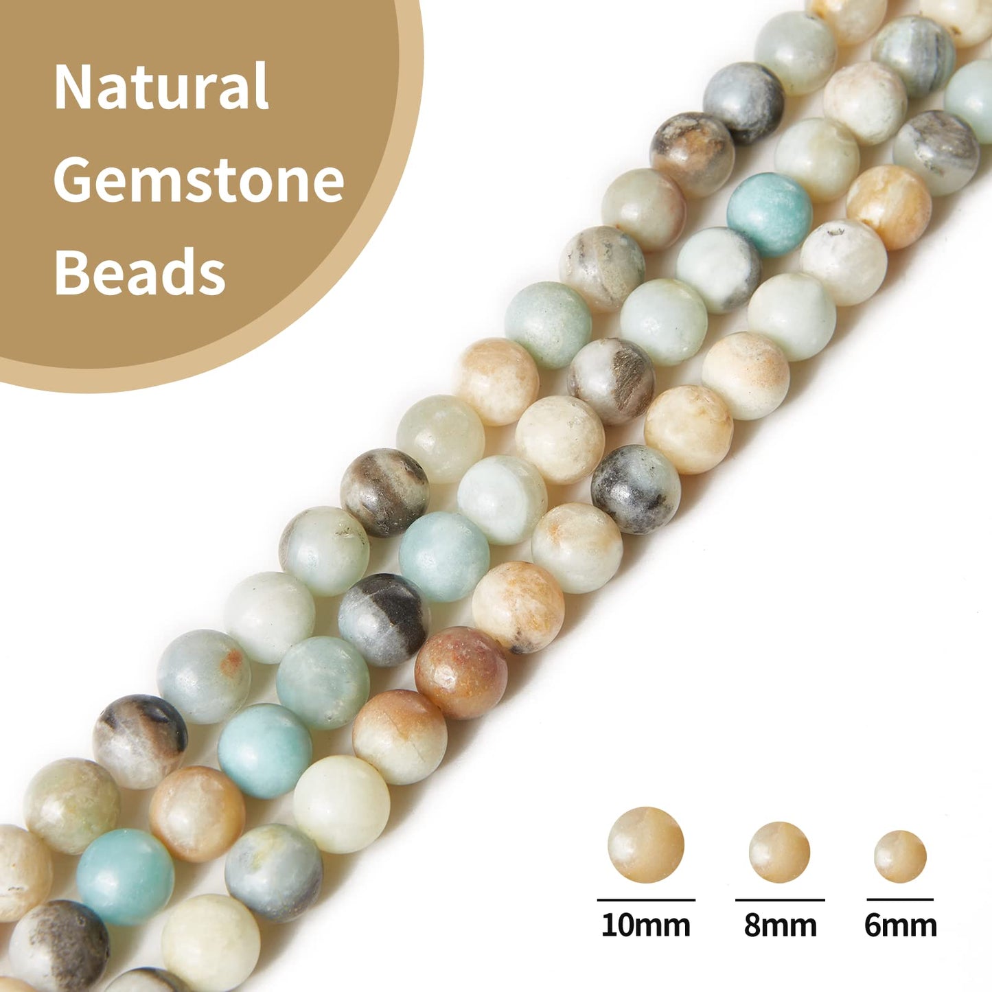 45pcs 8mm Natural Amazonite Beads Gemstone Beads Round Loose Beads for Jewelry Making