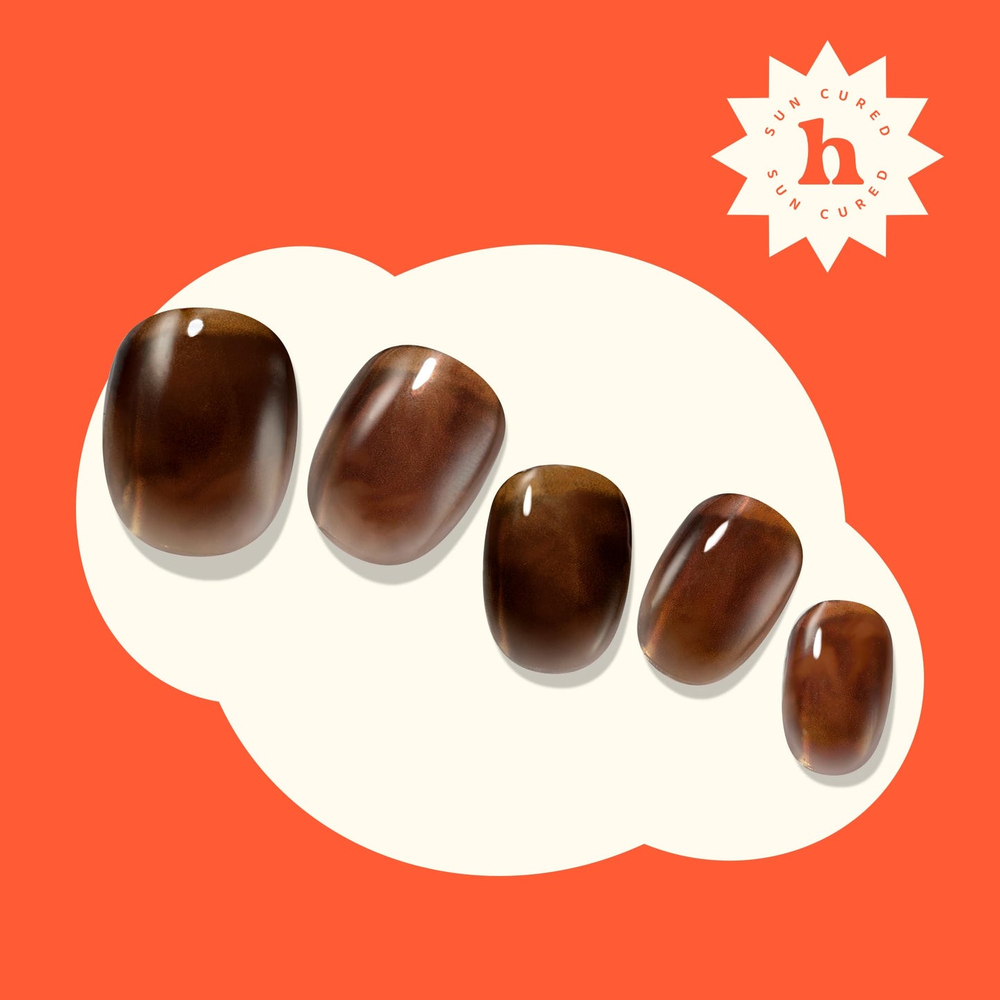 Heyhae Semi Cured Gel Nail Strips | No LED Lamp Needed | Marble, Brown | Easy Apply & Remove, Salon Quality | Includes 28 Strips, 1 Prep Pads, Nail File & Wooden stick - Hey, Coffee Run?