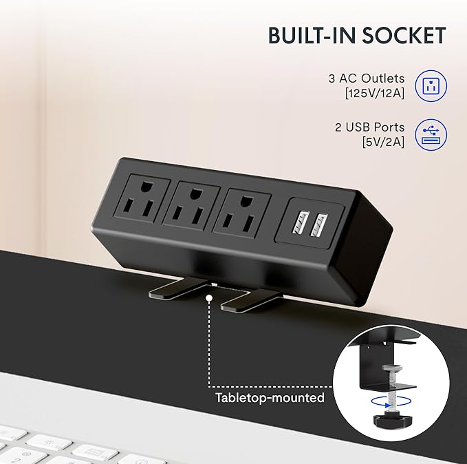FLEXISPOT EN2 Whole-Piece Standing Desk with Clamp Power Strip, 60 x 24 Electric Stand Up Height Adjustable Desk with Cable Management (Black Frame + 60" Mahogany Top, 2 Packages)