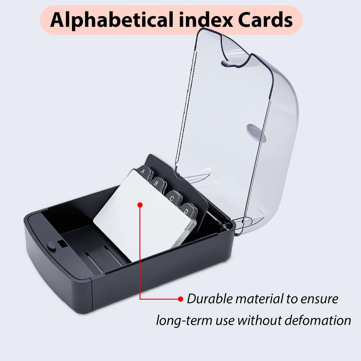 Daphilly Business Card Holder for Desk, Business Card Holder Organizer, Credit Card Organizer Case File Index Card Box Storage,with A-Z Tabs, Storage up to 350 Cards
