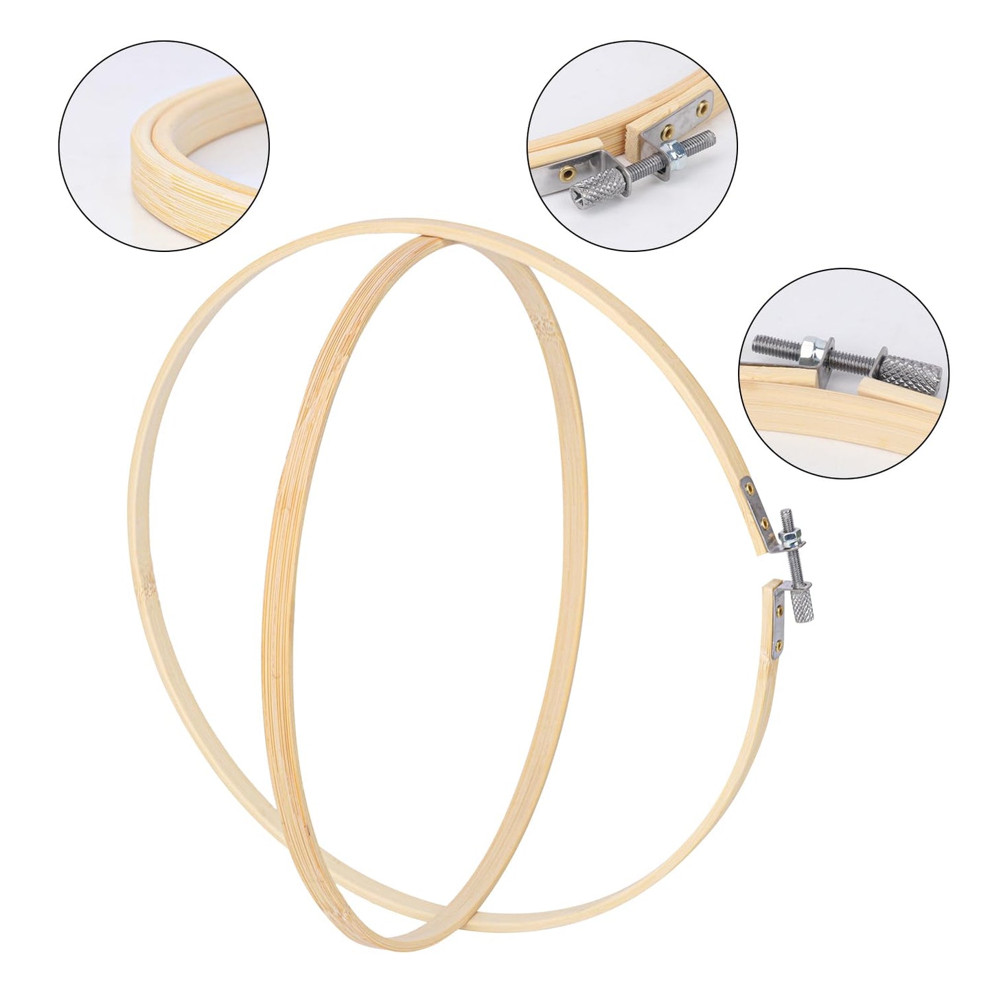 IHDYPPEW 15 Pieces 10 Inch Round Embroidery Hoops, Adjustable Circle Cross Stitch Hoop Embroidery Ring Bamboo Embroidery Hoops for Crafts, DIY, Wedding, Party, Holiday Decoration