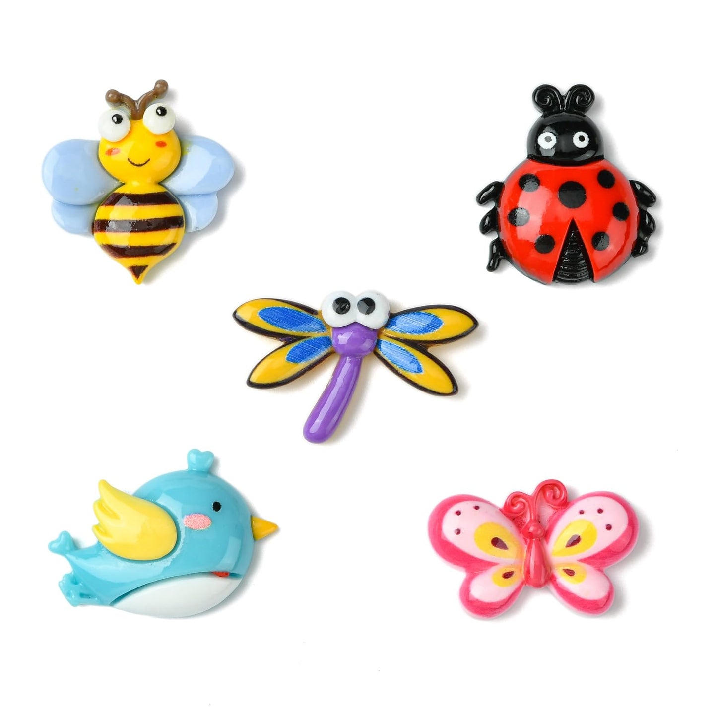 LiQunSweet 30 pcs 5 Styles Insect Theme Resin Cabochons Bee Butterfly Bird Ladybug Dragonfly Animal Flatback Charms for DIY Jewelry Embellishment Craft Phone Bag Shoes