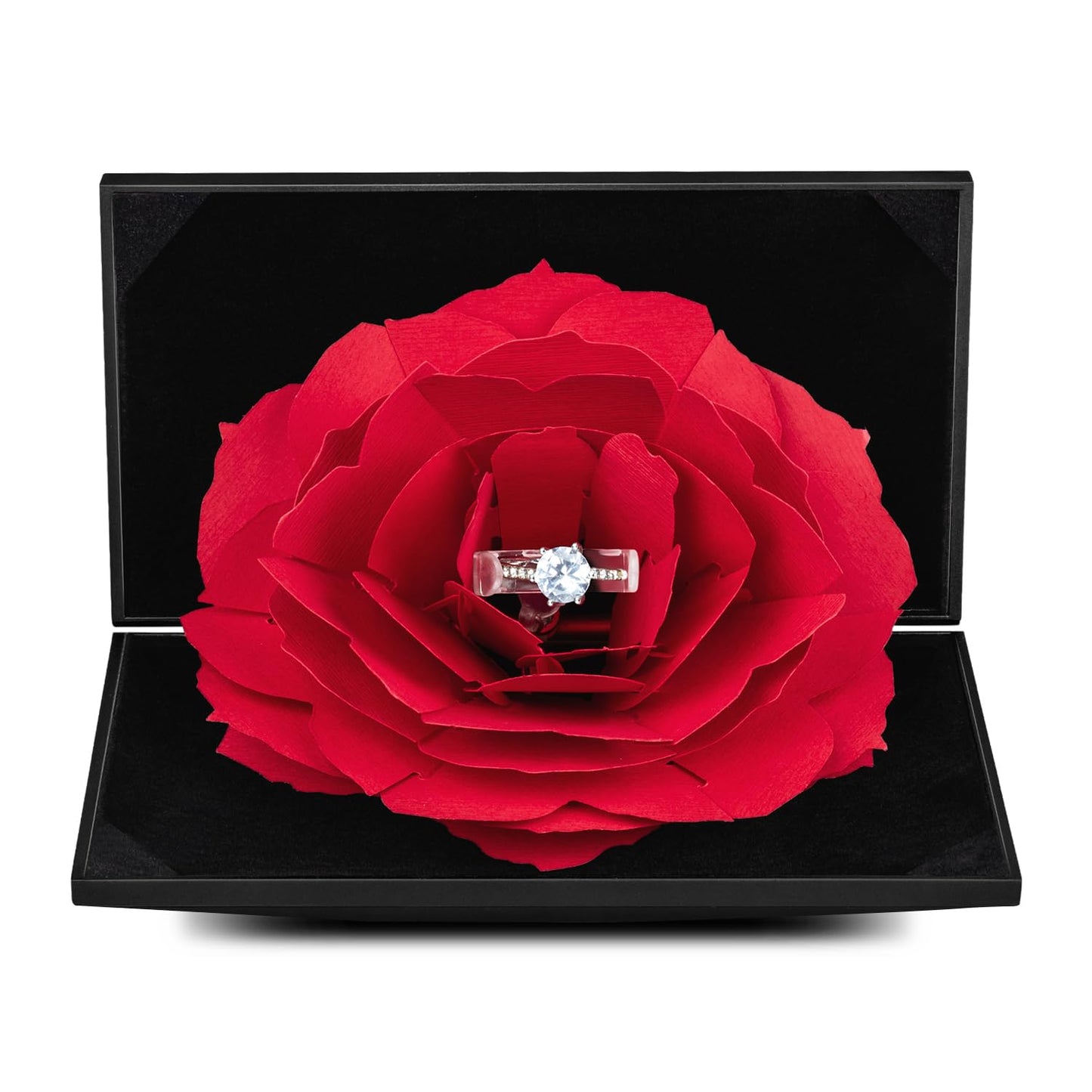 Wislist Creative Ring Box Small Ring case for Proposal Engagement Wedding Ceremony Birthday Gift Jewelry Display Presentation Storage Chest Holder Organizer (Black)