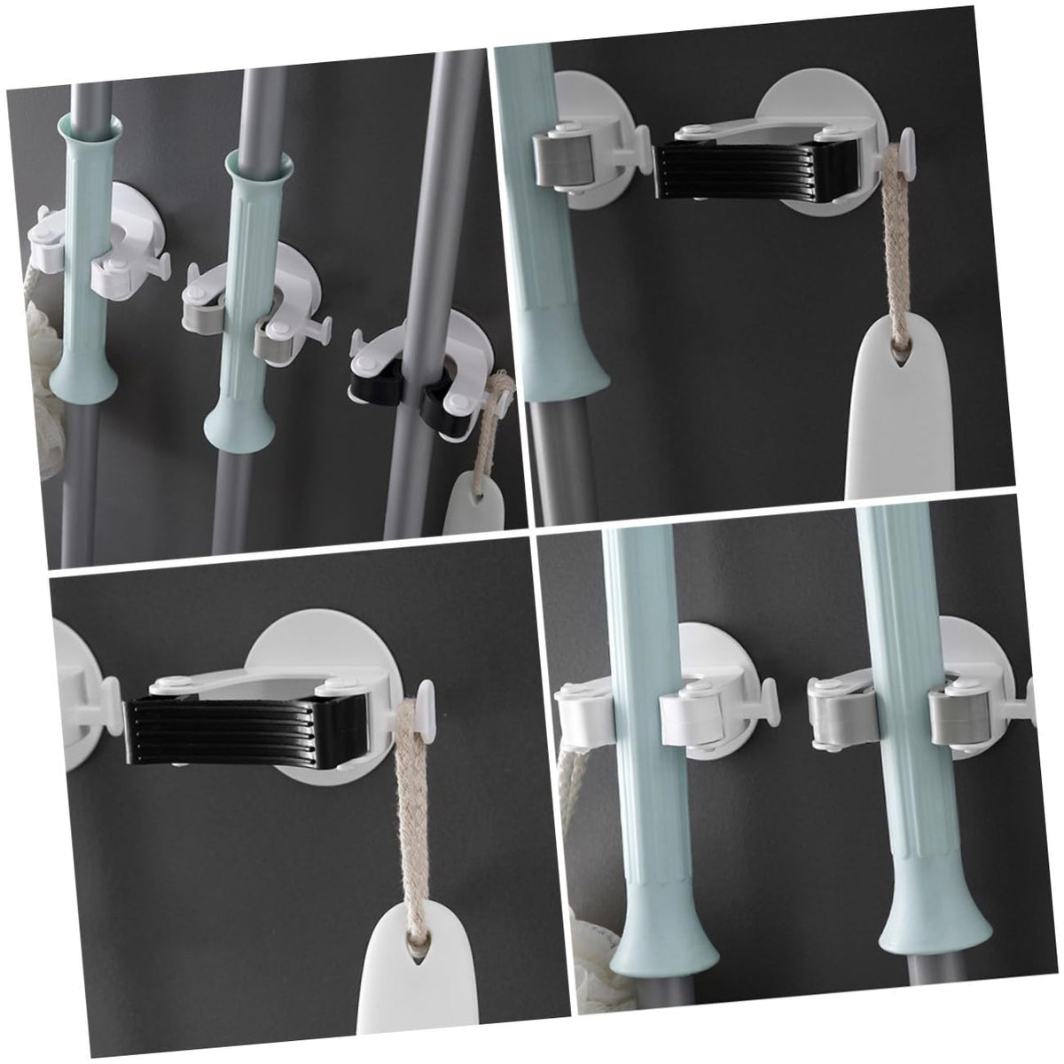 3pcs Wall Mounted Broom Holder Heavy Duty Mop Organizer