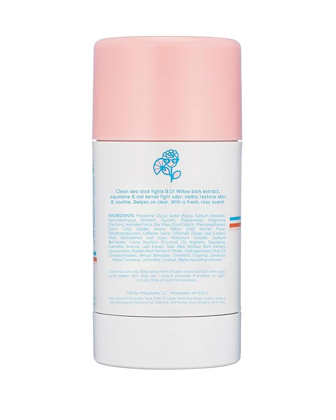 Megababe Daily Deodorant - Rosy Pits | 72 hour Odor Protection | Aluminum-Free, Clear & Clean | 2.6 oz