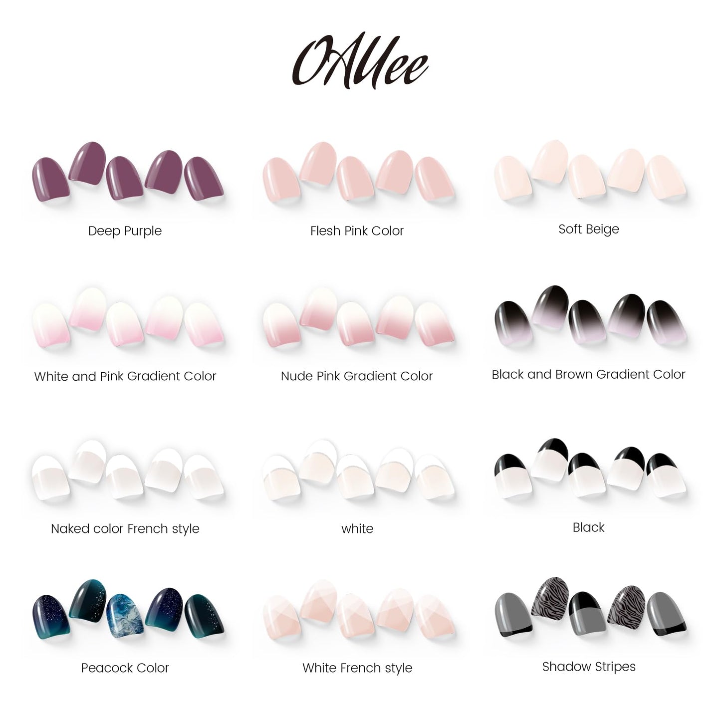 OAUEE Semi Cured Gel Nail Strips | Gel Nail Stickers with UV Light Required | Salon Quality, Easy Application and Removal（Colorful Faces）