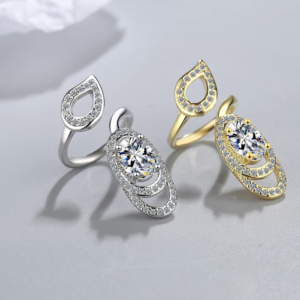 Holibanna Adjustable Open Fingernail Ring Rhinestone Nail Decorative Jewelry for Women Fingertip Nail Ring Party Hand Accessories