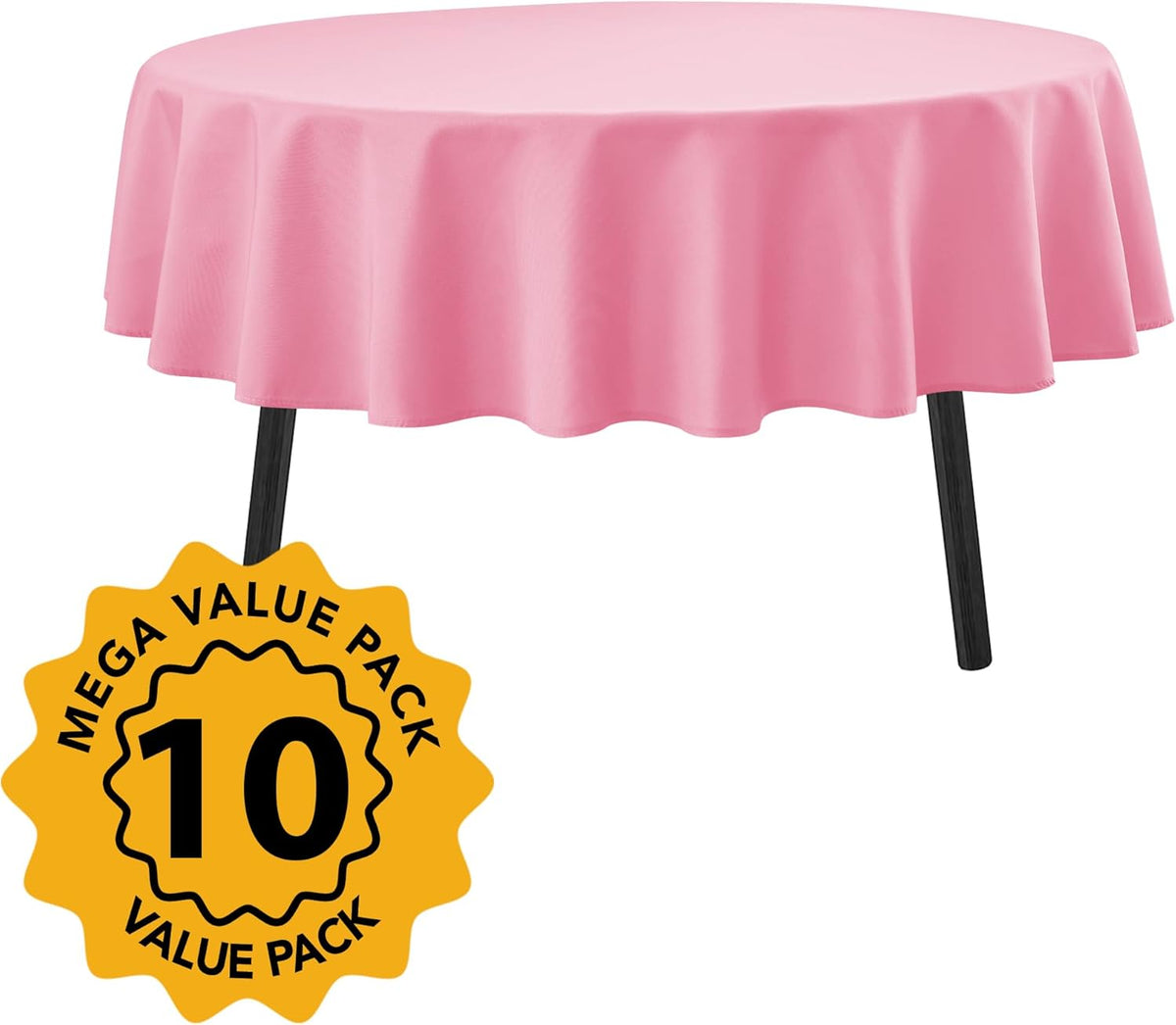 10-Pack Pink Round Tablecloths, 84 Inches, Stain-Resistant Polyester for 3-5 Ft Round Tables - Washable Table Covers for Weddings, Banquets, Birthday Parties, Events