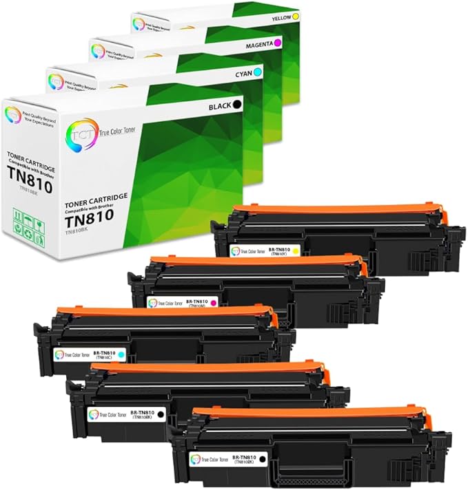 TCT TN810 Toner Cartridge 5 Pack - Compatible Replacement for Brother TN810 TN-810 Works with Brother HL‐L9410CDN L9430CDN MFC‐L9610CDN Printers (Black Cyan Magenta Yellow)