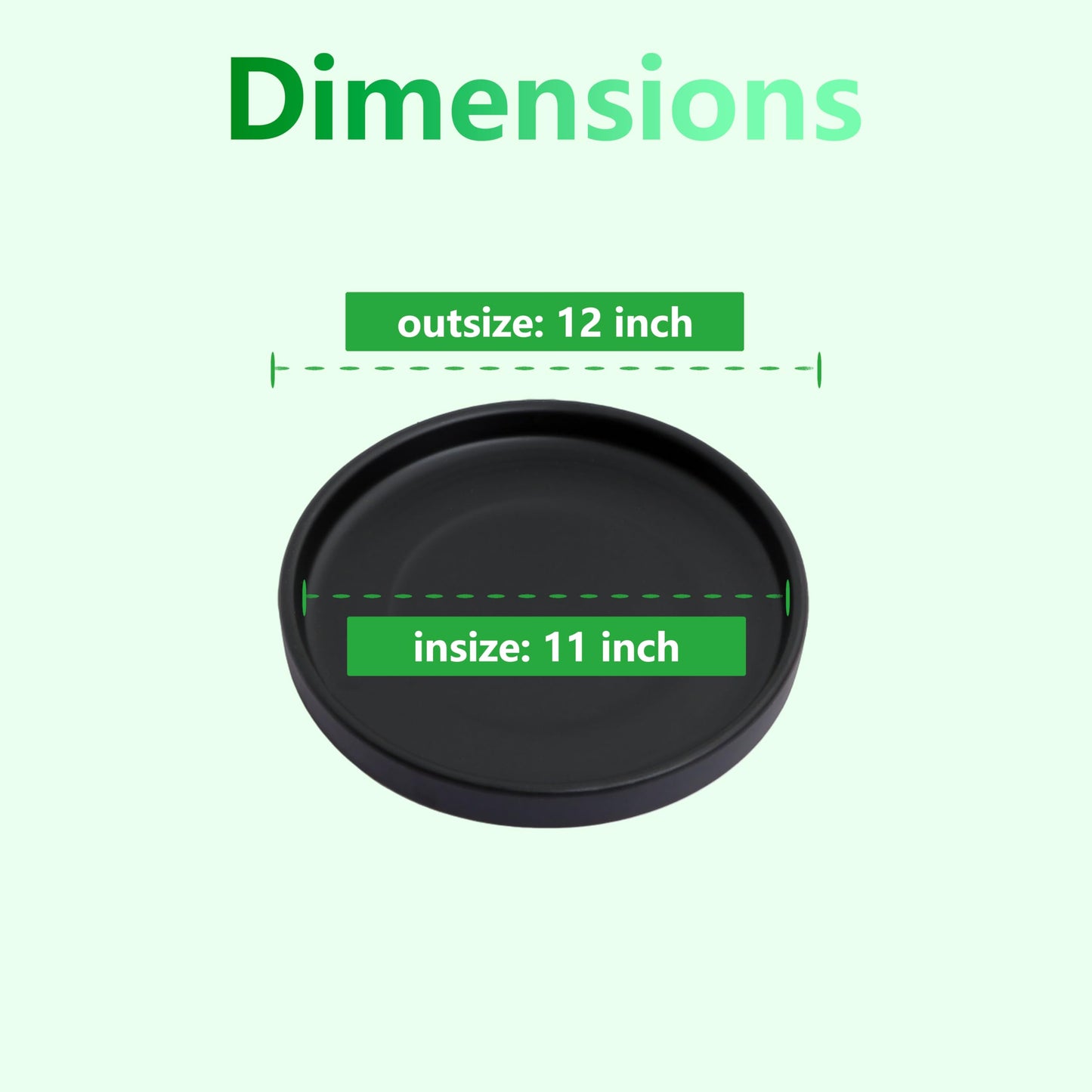 Woiida 12 Inch Ceramic Saucer - Ceramic Drainage Tray for Plant Pot (Matte Black)