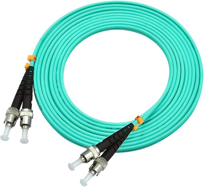 Jeirdus 10 Meters 33ft ST to ST Duplex 50/125 10G OM3 Multi-Mode Fiber Optic Cable Jumper Optical Patch Cord ST-ST