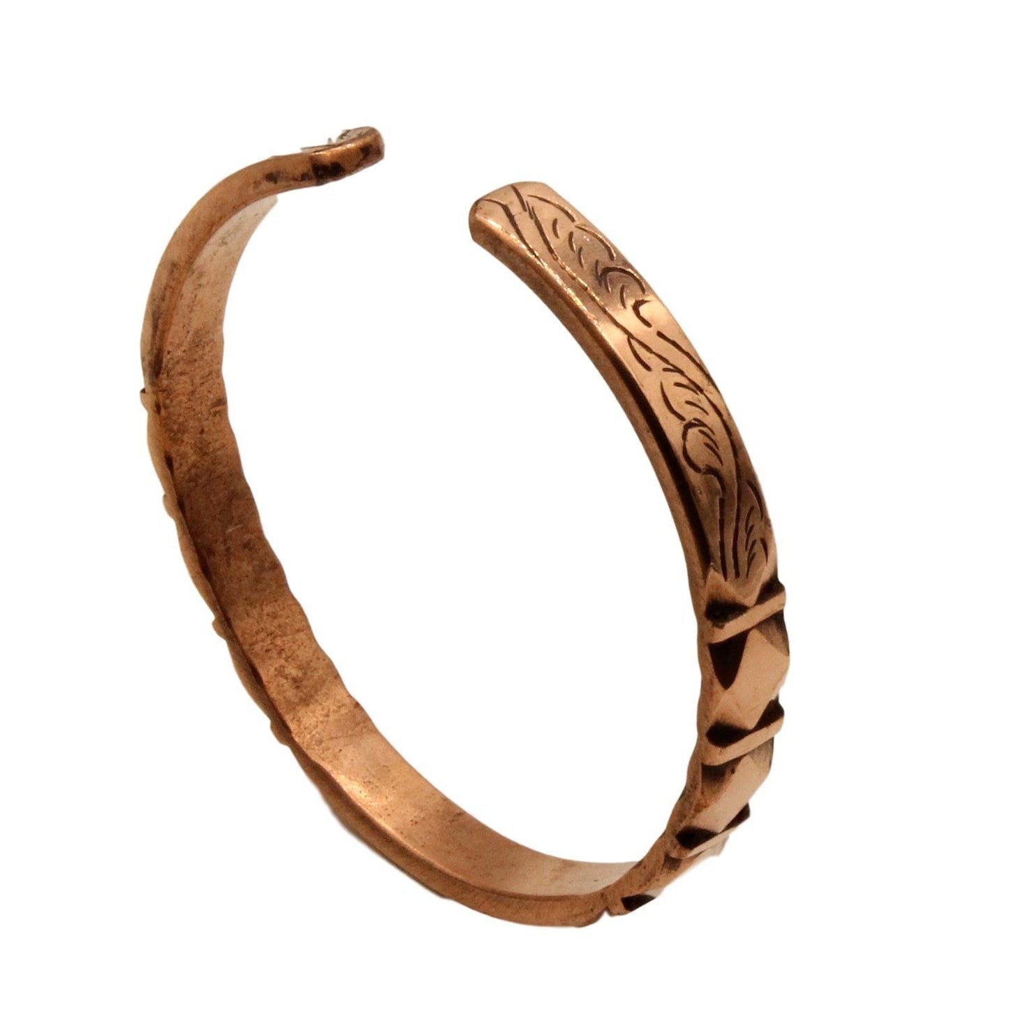 Healing Lama™ Hand Forged 100% Copper Bracelet. Unisex, Made with Solid and High Gauge Pure Copper (Carved)