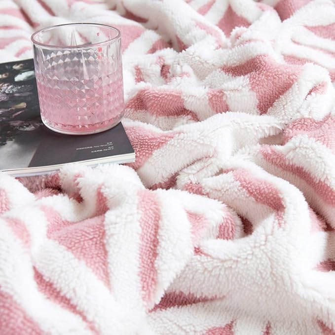 LOMAO Sherpa Fleece Blanket 71x80 Fuzzy Soft Throw Blanket Dual Sided Blanket for Couch Sofa Bed (Pink, 71''x80'')