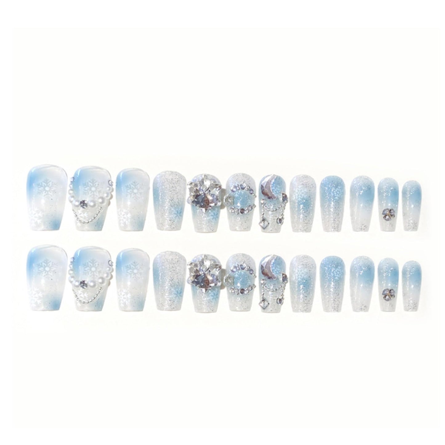 Hkanlre 3D Press on Nails Medium Fake Coffin Nails Tips Full Cover Luxury False Nails for Women and Girls 24PCS