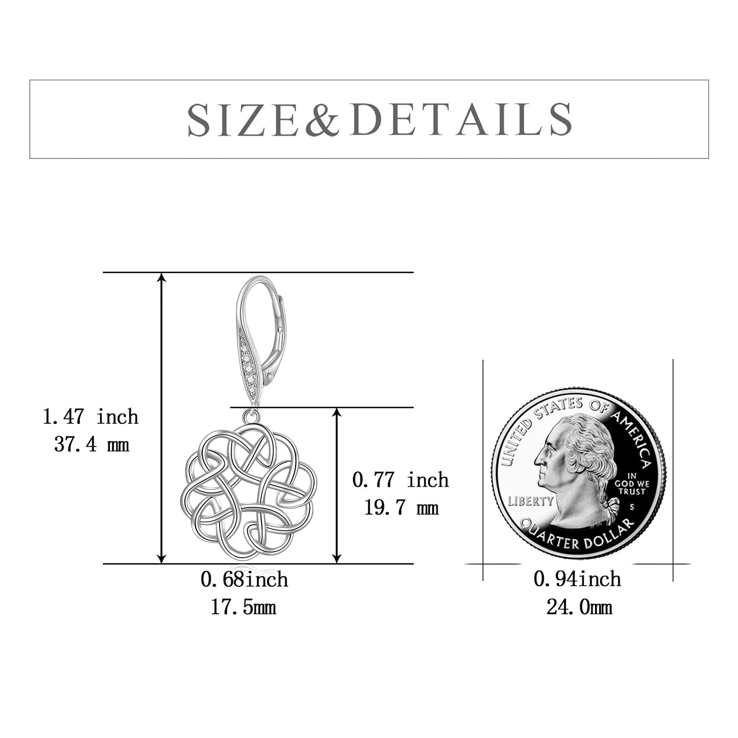 POPLYKE Celtic Knot Drop Dangle Wire Earrings Sterling Silver Leverback Earrings…