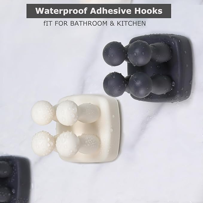 Silicone Toothbrush Holder Multi-Function Hook Waterproof self Adhesive Single Toothbrush Hook Plug Holder for Wall for Hanging Bathroom Kitchen Living Room Office (Square-Black)