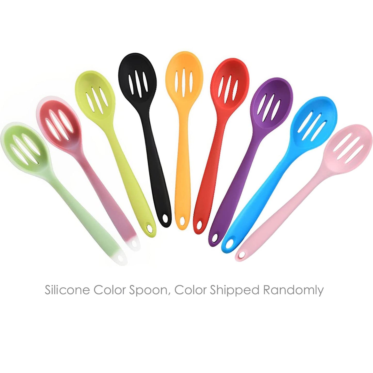 4 Pieces Silicone Slotted Spoons,Nonstick Mixing Serving Spoons for Kitchen Cooking Bake Stir Draining Tool