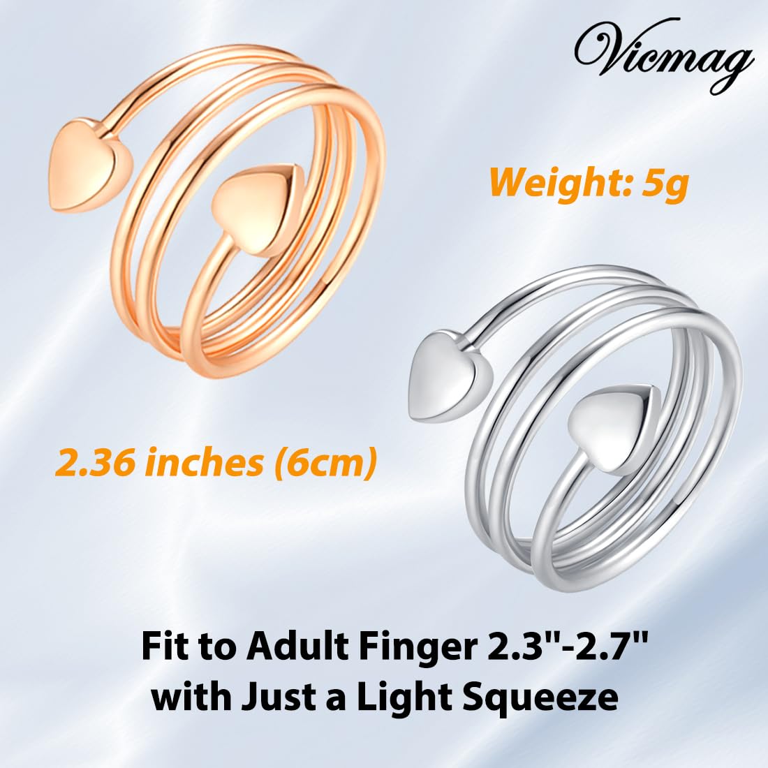 Vicmag Copper Magnetic Ring for Women, Magnetic Rings Ladies Fingers Thumb 100% Solid Pure Copper Jewelry Gift Adjustable(4PCS Rose Gold+Silver+Black)