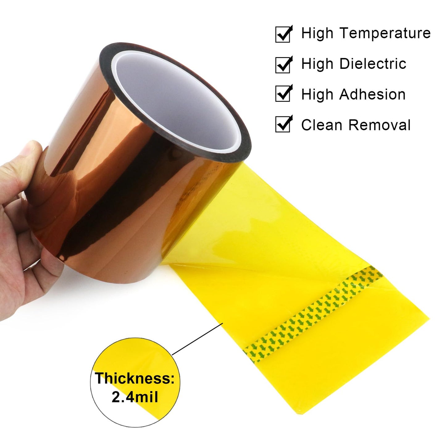 BOMEI PACK Heat Resistant Tape - 4 Inch x 108 ft (33m), High Temperature Vinyl Press Tape for Heat Transfer, Protects CPU & PCB Circuit Boards