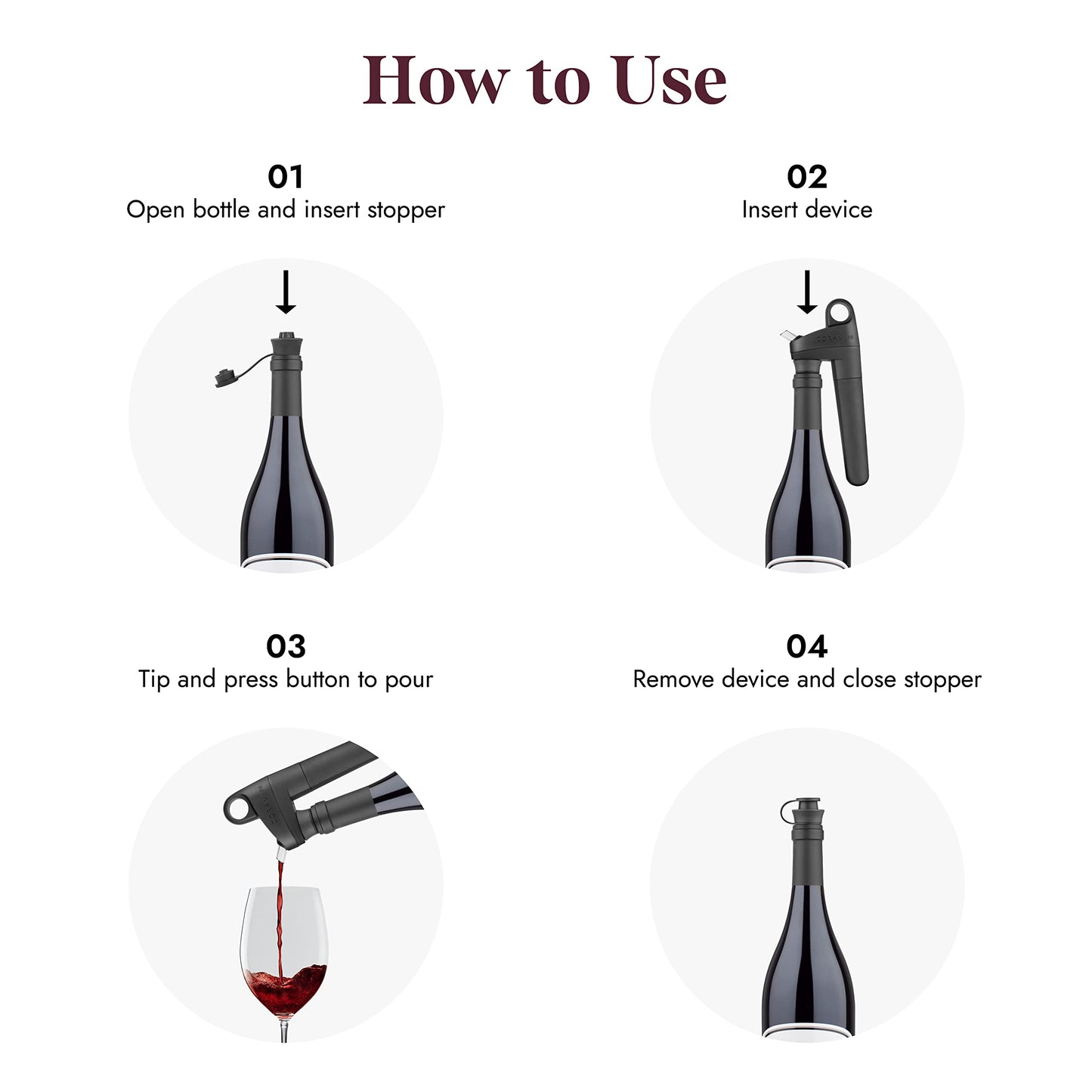 CORAVIN Pivot Stoppers - Pack of 6 For Pivot Wine Preservation System Specially Sealing Plastic Stopper