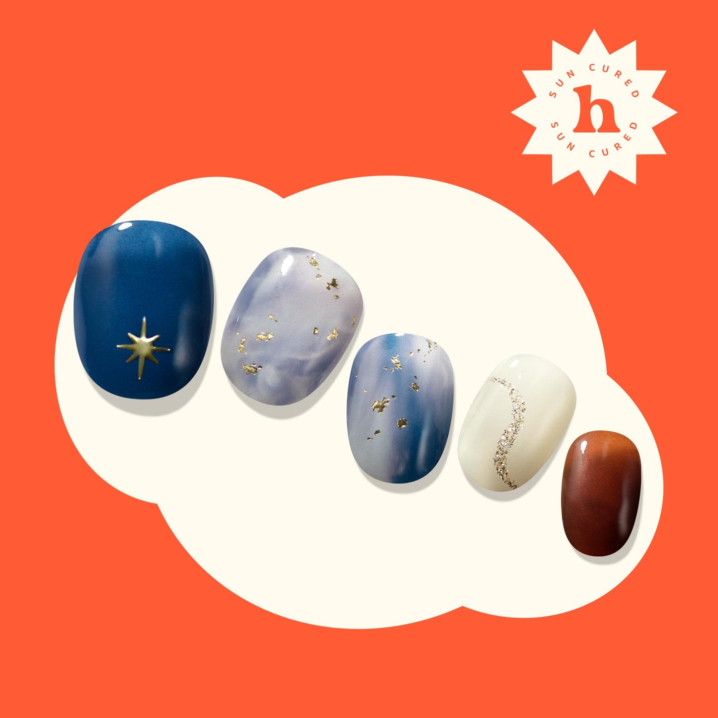Heyhae Semi Cured Gel Nail Strips | No LED Lamp Needed | Marble, Blue, Spring | Easy Apply & Remove, Salon Quality | Includes 28 Strips, 1 Prep Pads, Nail File & Wooden Stick - Hey, Dreaming of You