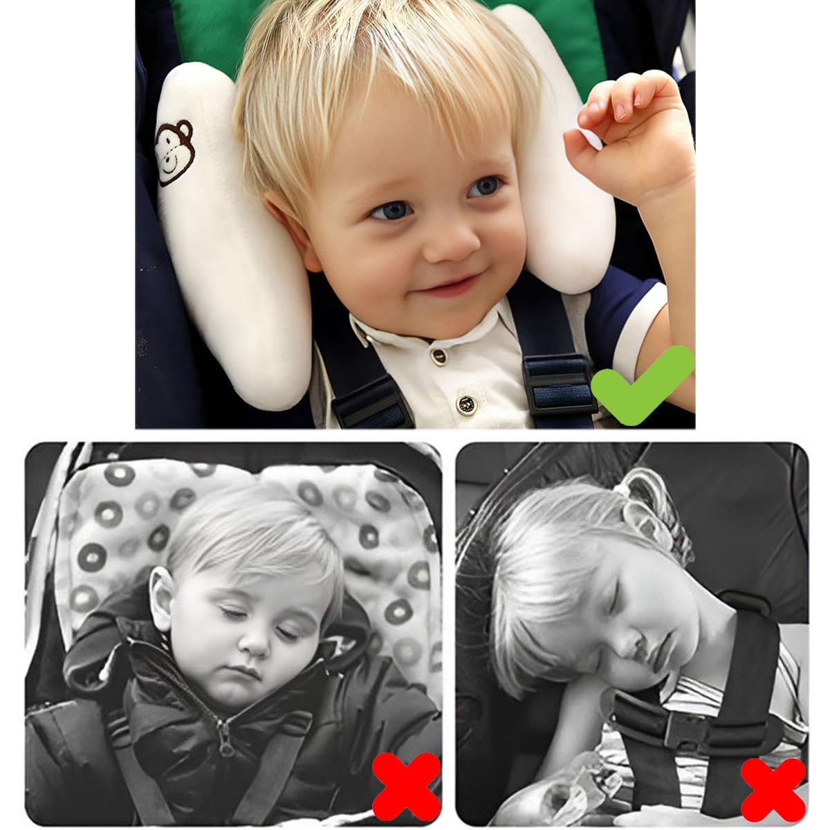 Winsation Yellow Baby Travel Pillow for Car Seat, Stroller- Adjustable Infant Head Neck Support Pillow, Soft Banana Baby Travel Head Supported for Baby Gift