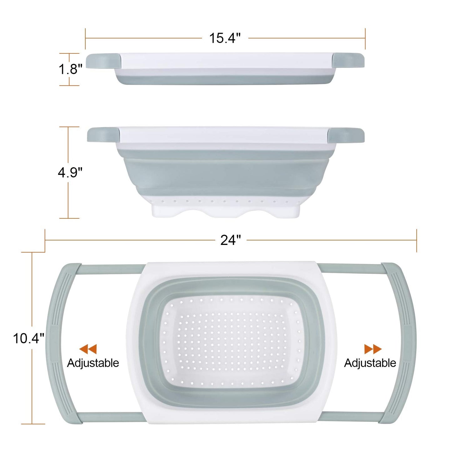 Colander Collapsible, Kitchen Strainer Colander, Collapsible Colander with Extendable Handles for Draining Veggies, Pasta,Fruit, Includes 6, 4 Quart Over the Sink Strainer Folding and 2 Quart Round
