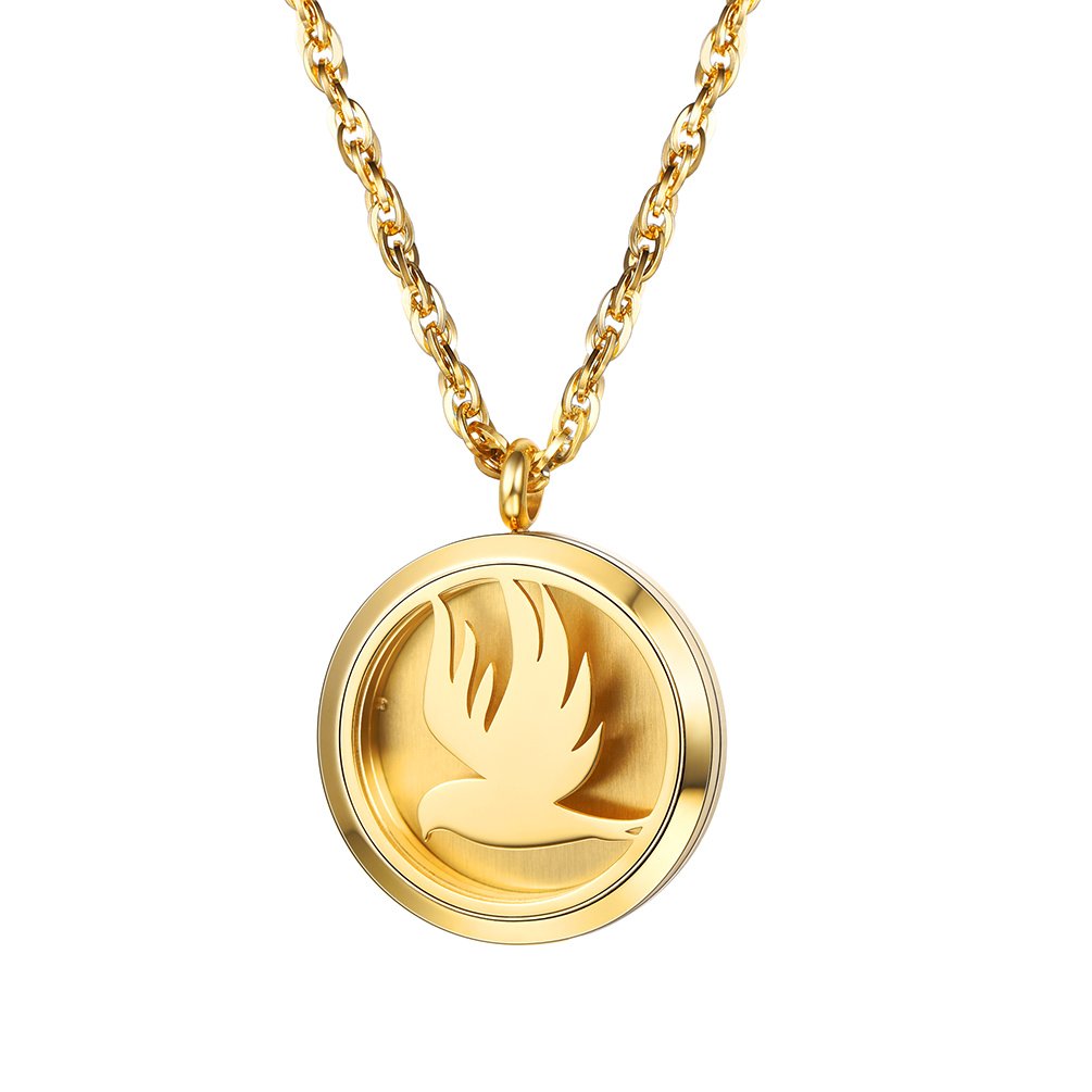 Personalized Customize Essential Oil Diffuser Locket Aromatherapy Diffuser Pendant 18K Real Gold Plated 30mm Round Aromatherapy Womens Jewelry