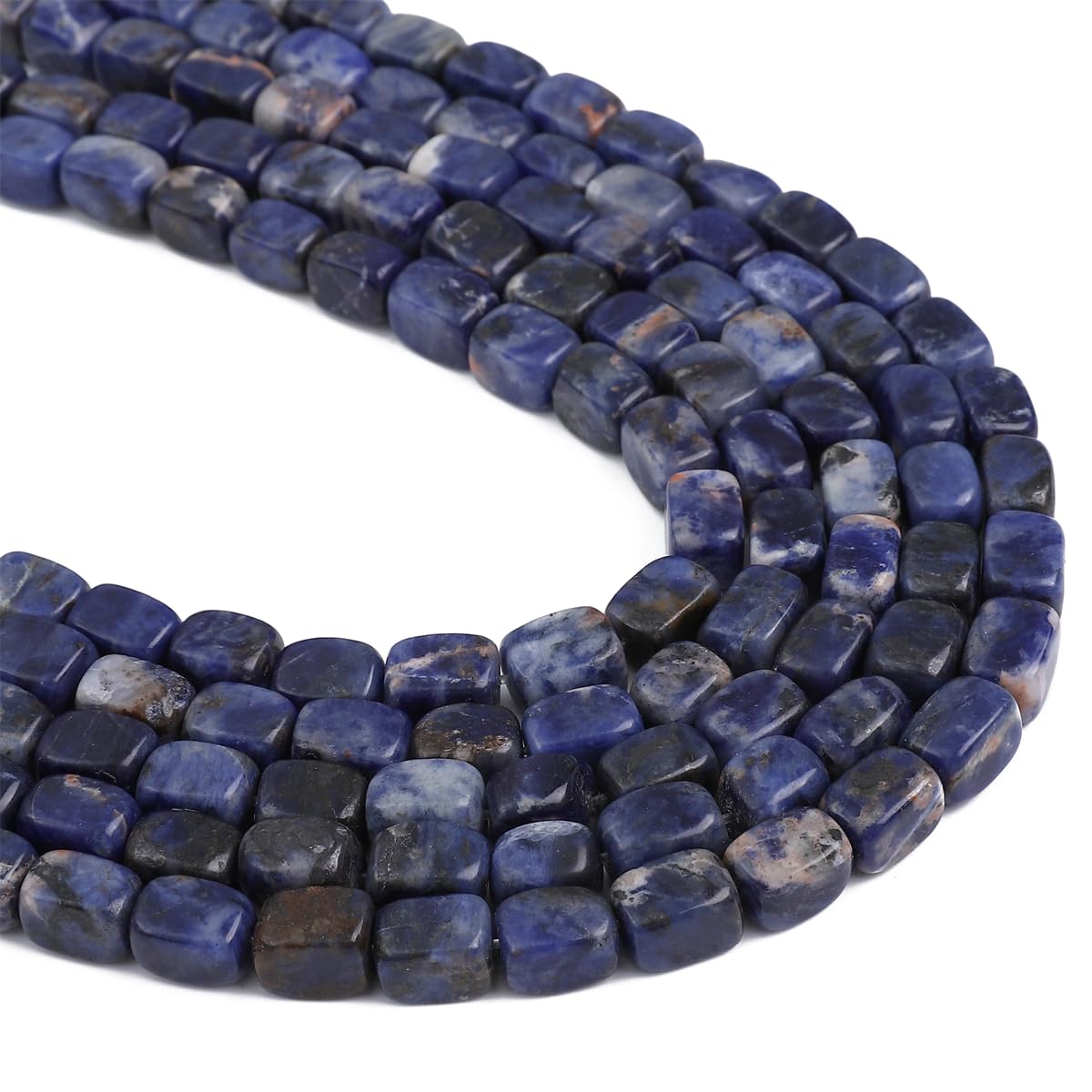 BEADIA Natural Blue Sodalite Cuboid Stone Loose Semi Gemstone Beads for Jewelry Making 8mmx12mm 38cm/Strand