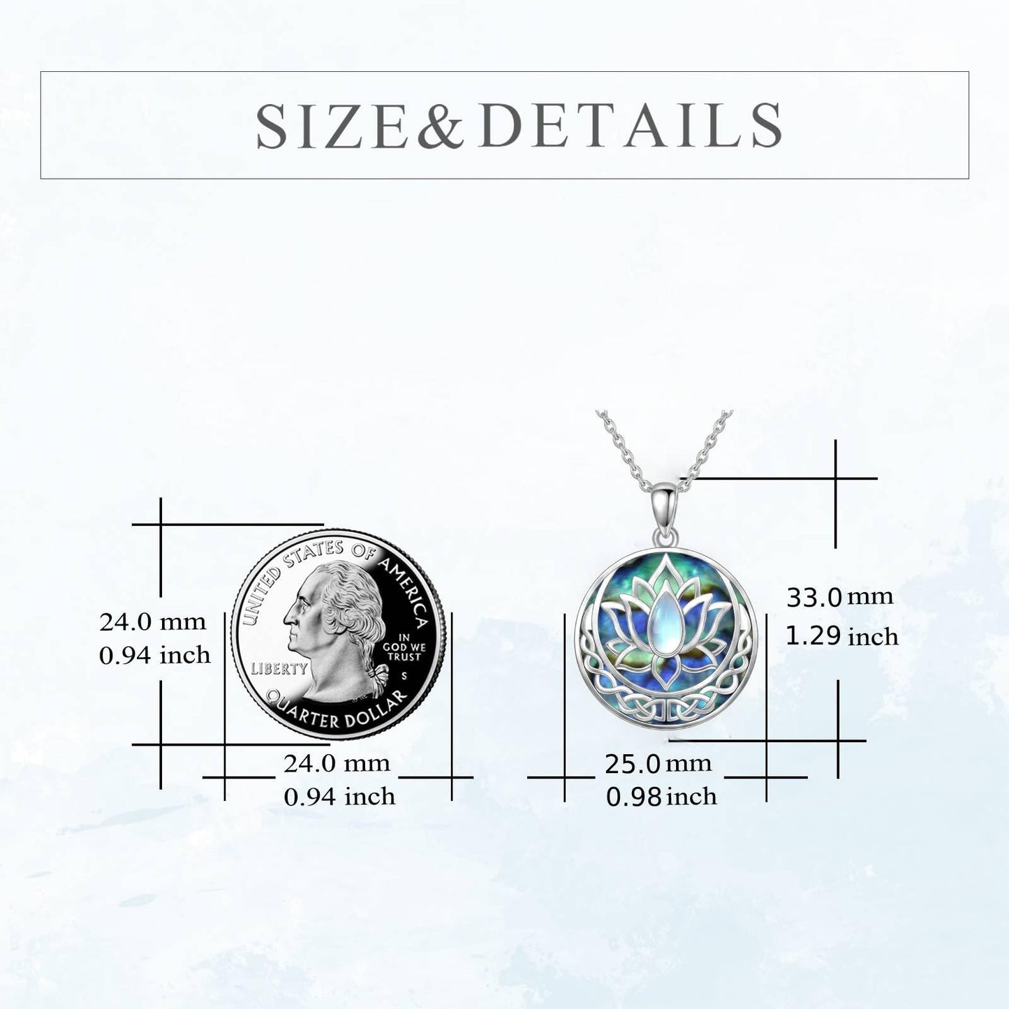 SILBAZ Lotus Necklace Moonstone Pendant Necklace Celtic Knot Pendant Yoga Lotus Jewelry for Women