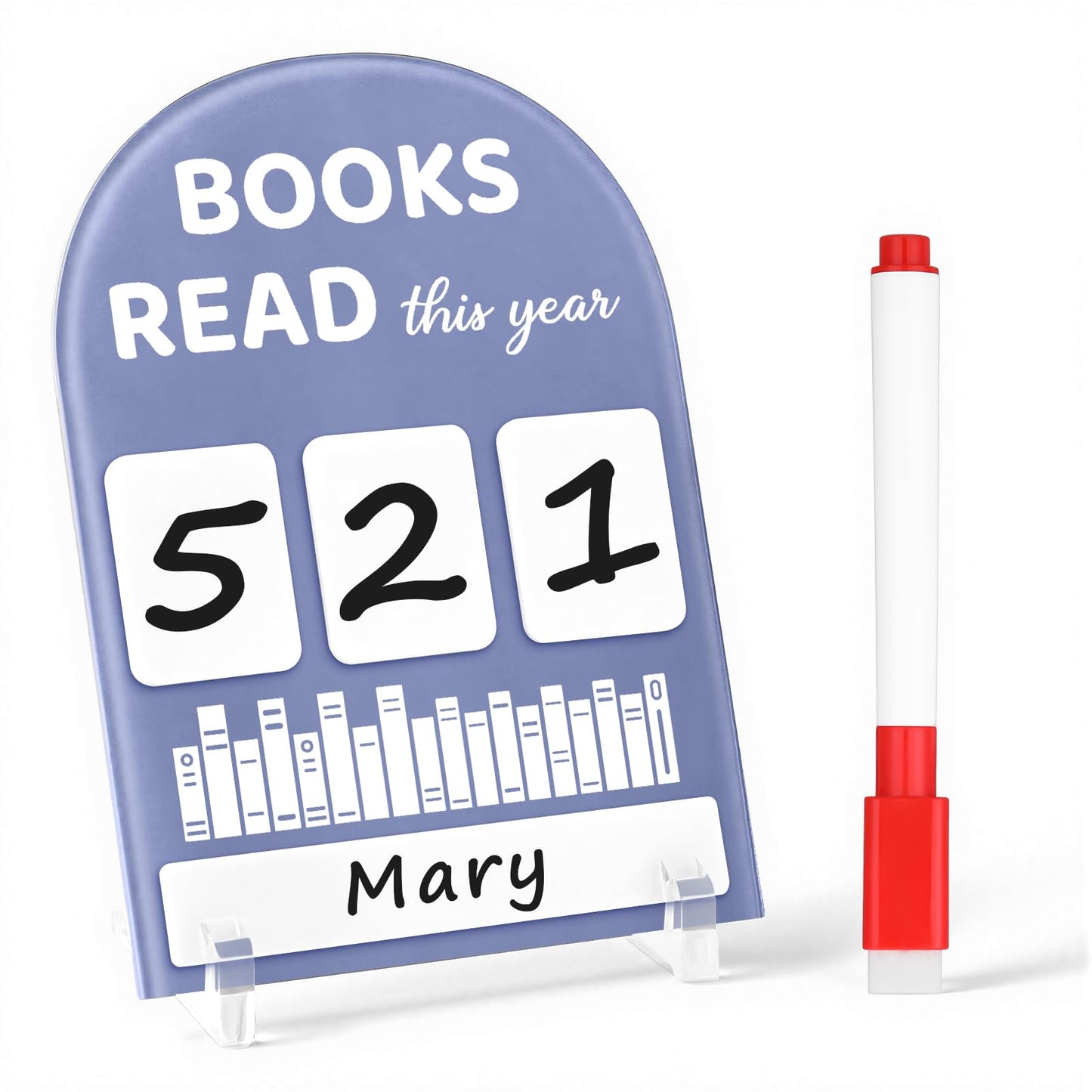 FunooFuno Books Read This Year Counter Rewriteable Reading Counter Arch Personalized Reading Tracker Sign with Writing Pen for Teachers Writers Book Lovers Bookworm Gifts(Purple)