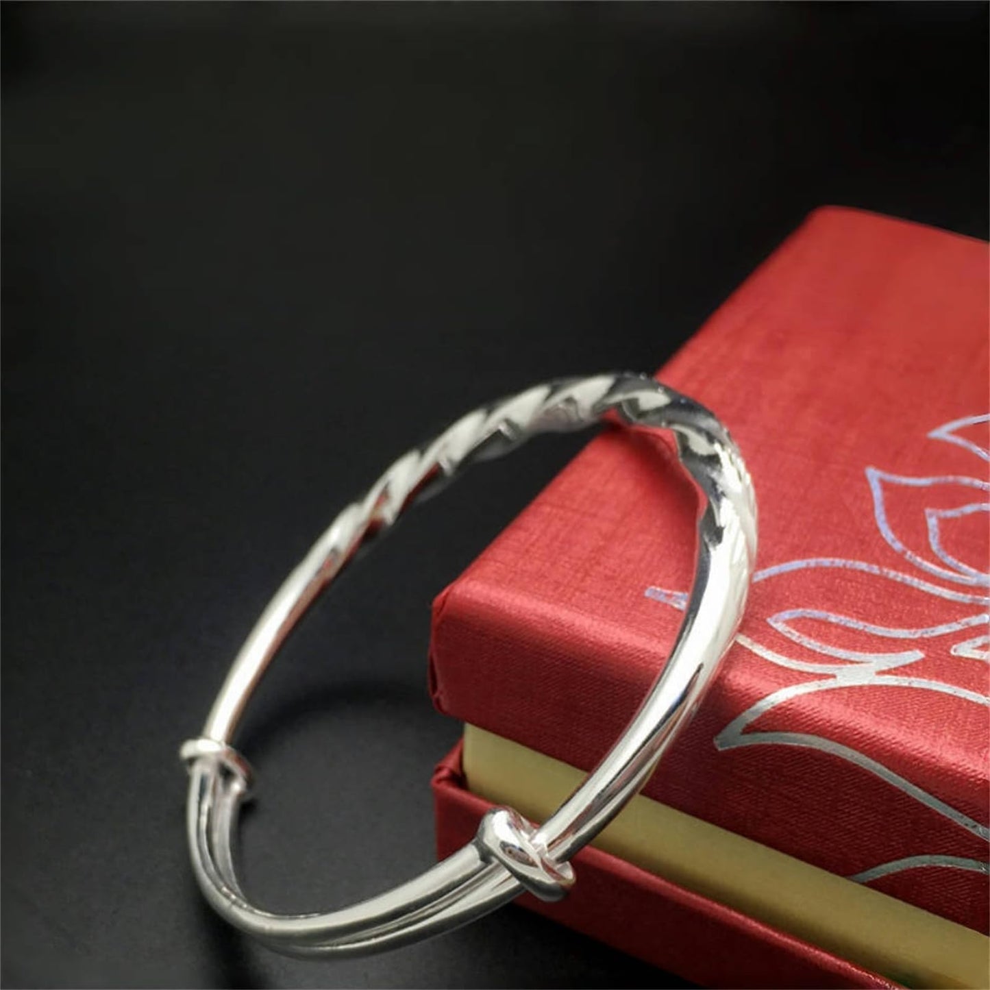 Baoaichi Handmade 925 Sterling Silver Bangle Bracelets For Women Twist Wave Bangles Minimalist Statement Bracelets Adjustable Bangle Daily Jewelry for Christmas & Birthday Gift