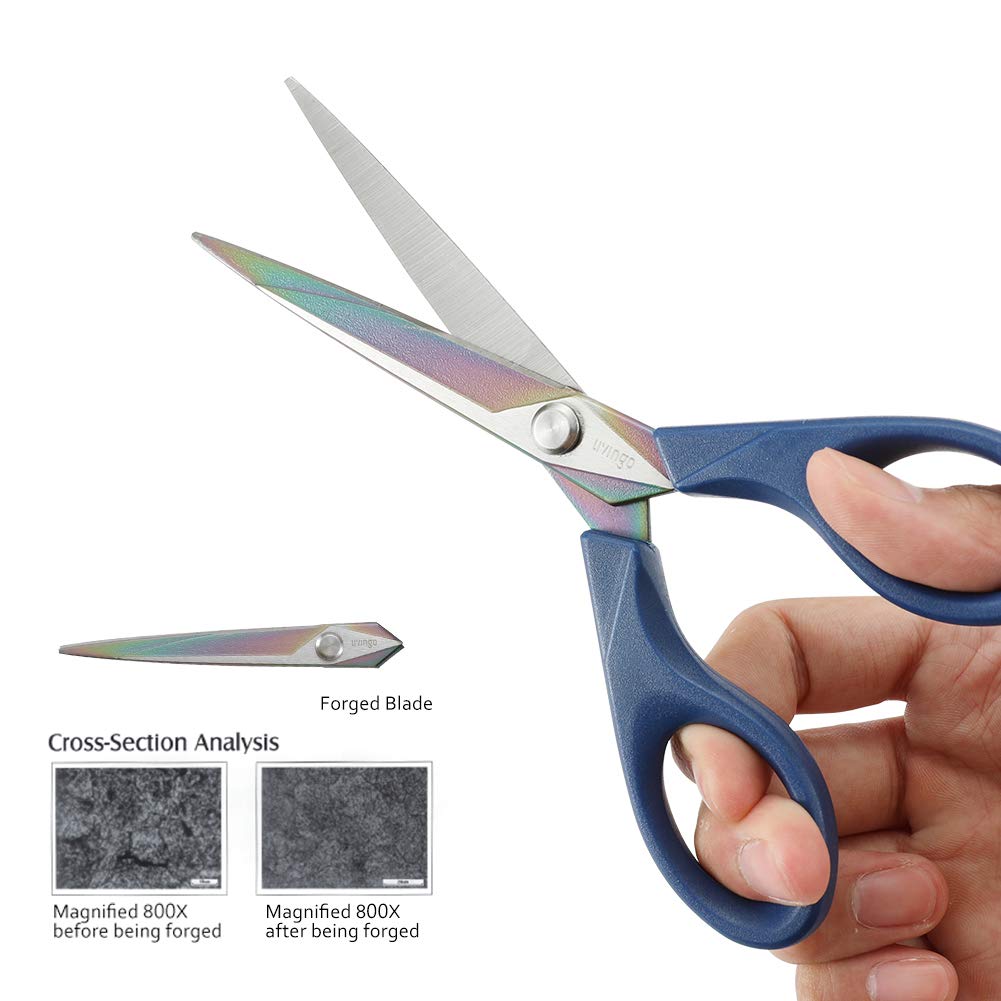 LIVINGO Scissors 7 Inch All Purpose Titanium Scissors Bulk 2 Pack, Left/Right Handed, Forged Stainless Steel Sharp Blade Shears Multipurpose for Home Offce School Student Sewing Fabric Craft Supplies