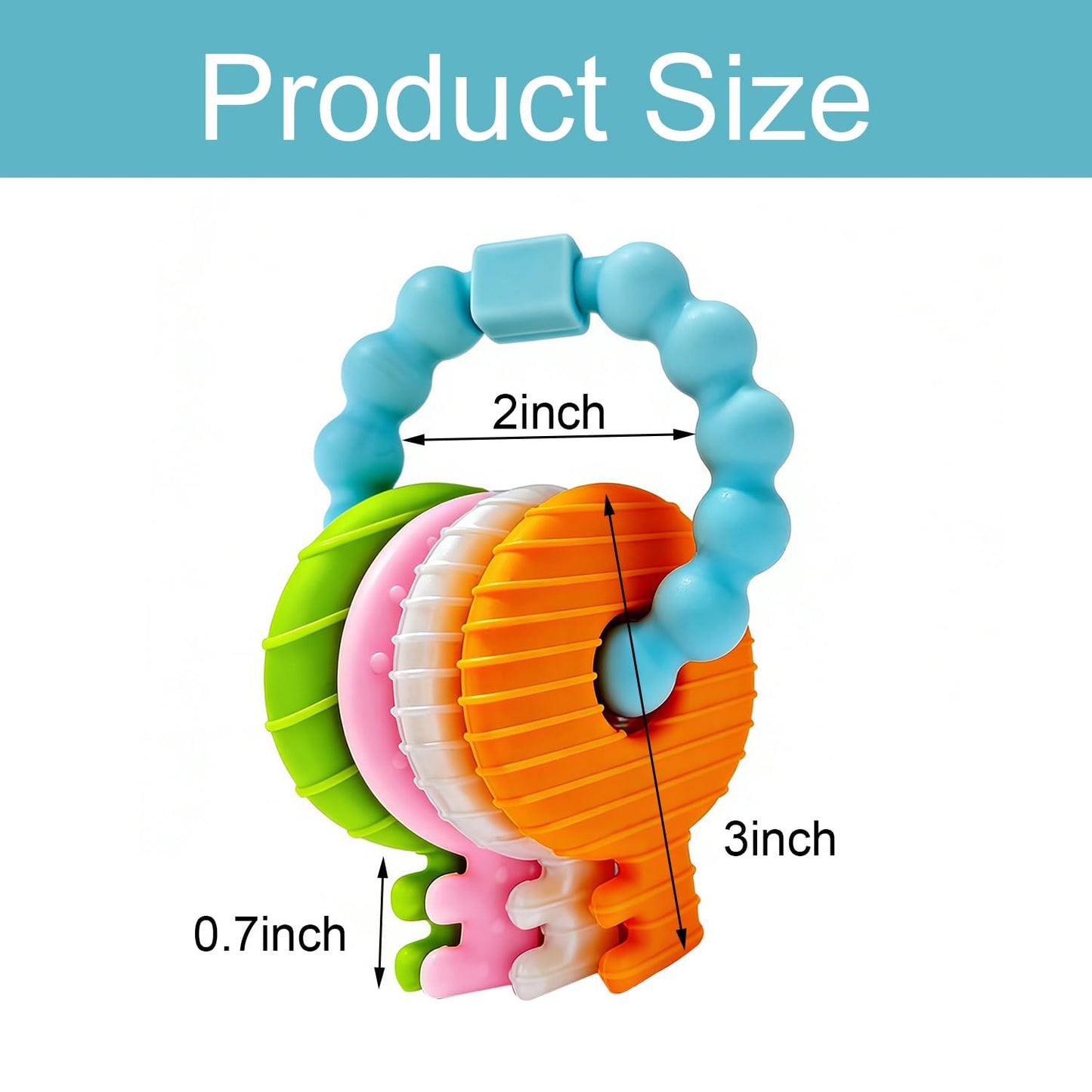 YAPROMO Baby Silicone Teething Keys Toy, Cute Key Ring Shape Chew Toy, Perfect First Easter Basket Stuffers for Babies 3-18 Months
