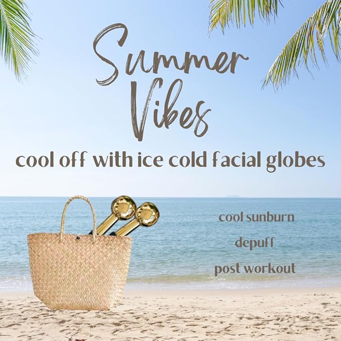 Facial Ice Globes (Set of 2) | Stainless Steel Facial Ice Globes for Face and Eye | Ice Globes for your Face Reduce Redness, Wrinkles | Ice Globes for Facials home & spa | Ice Globe Facial Roller