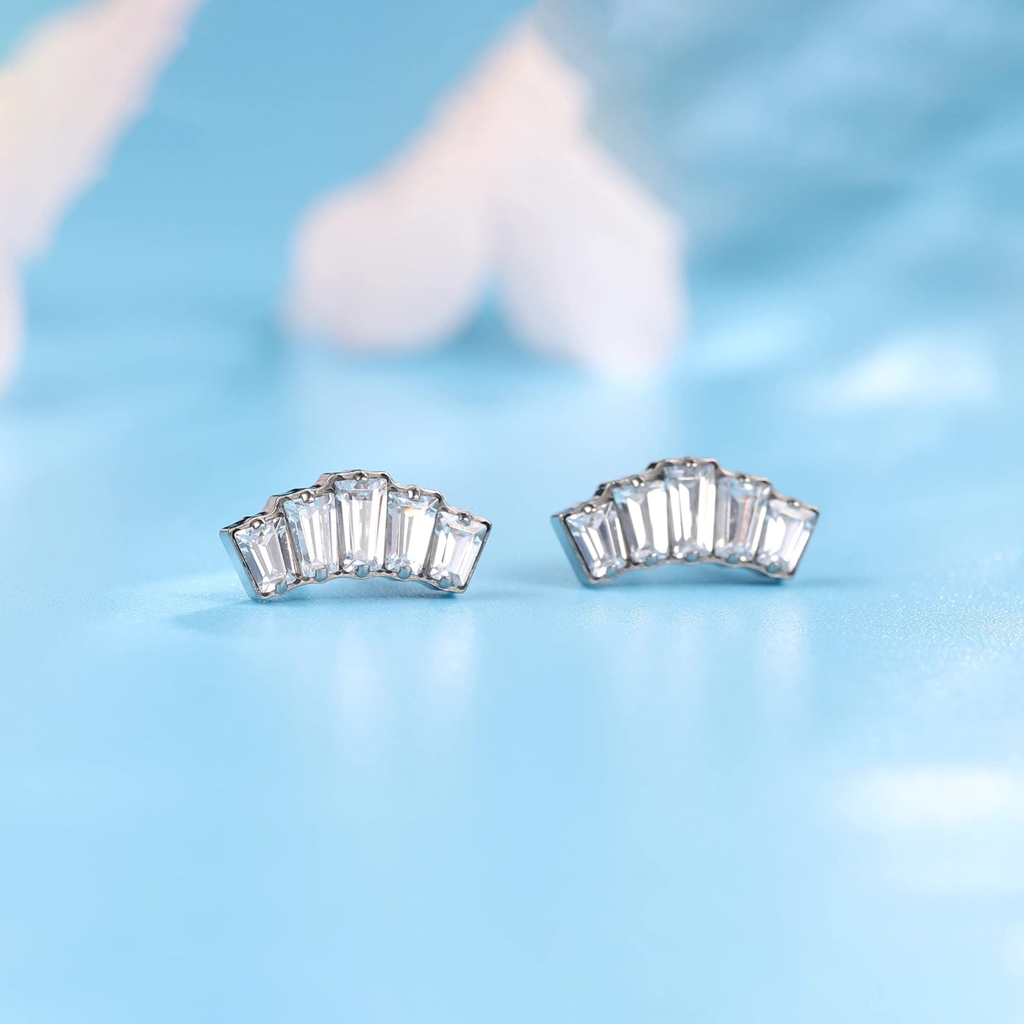 Limerencia Hypoallergenic G23 Pure Titanium Earrings | Crown Cubic Zirconia | F136 Implant Grade Piercing Studs| Suitable for Sensitive Ears Delicate Jewelry (White CZ Cluster)