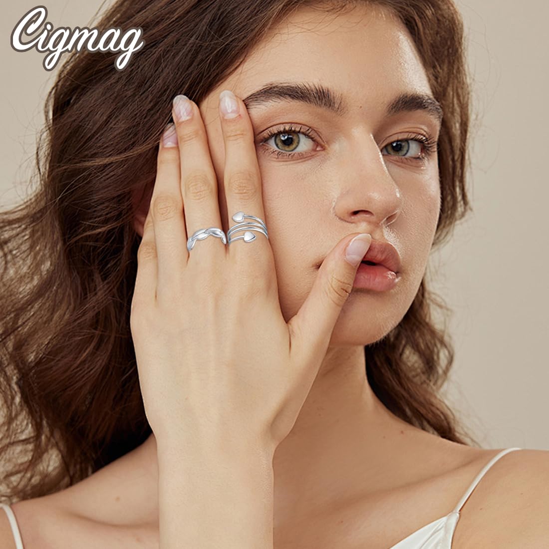 Cigmag 2PCS Copper Rings for Women - Pure Copper Magnetic Ring Strong Magnets - Adjustable with Present Box