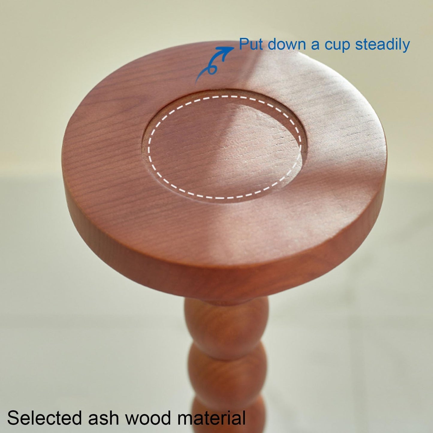 Brown Round Side Table, Small Pedestal Drink Table, Solid Wood Plant Stand for Living Room & Bedroom, Versatile Accent Furniture for Home Décor