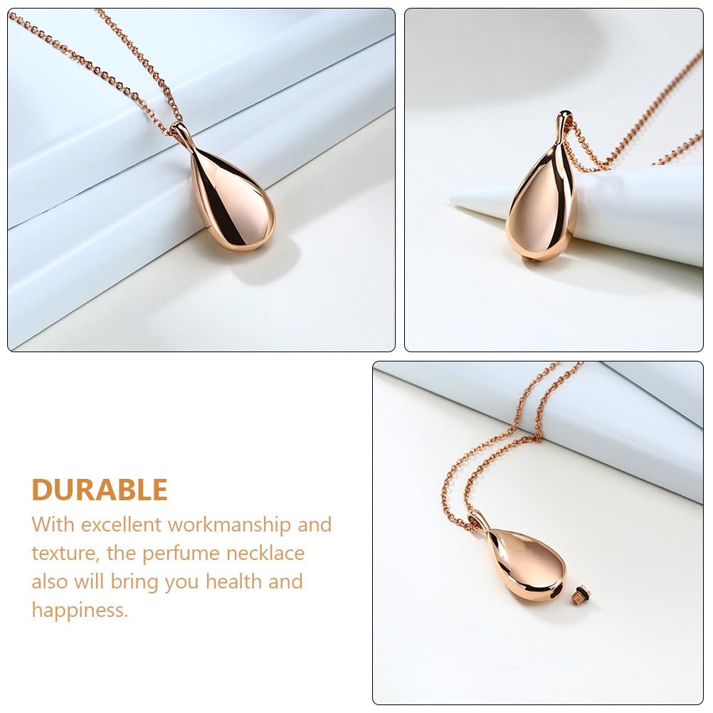Abaodam Perfume Necklace for Women Aromatherapy Diffuser Pendant Urn Necklace for Ashes Teardrop-Shaped Memorial Jewelry with Chain Essential Oil Scent Keeper