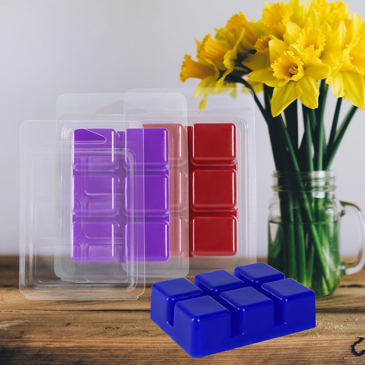 150 Packs Wax Melt Clamshells Molds, Clear Empty Plastic Cube Tray for Wickless Tarts Candles (Clear).