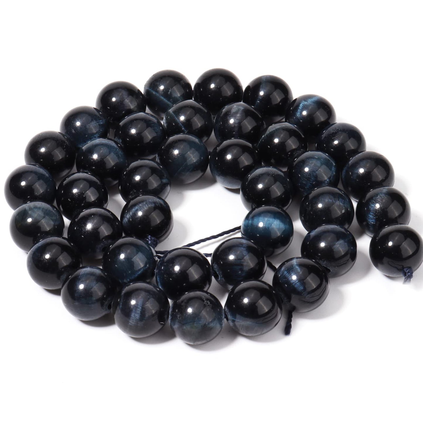 45pcs 8mm Natural Blue Black Tiger Eye Gemstone Beads Energy Healing Crystal Round Loose Stone Beads for Jewelry Making, DIY Bracelets Necklaces