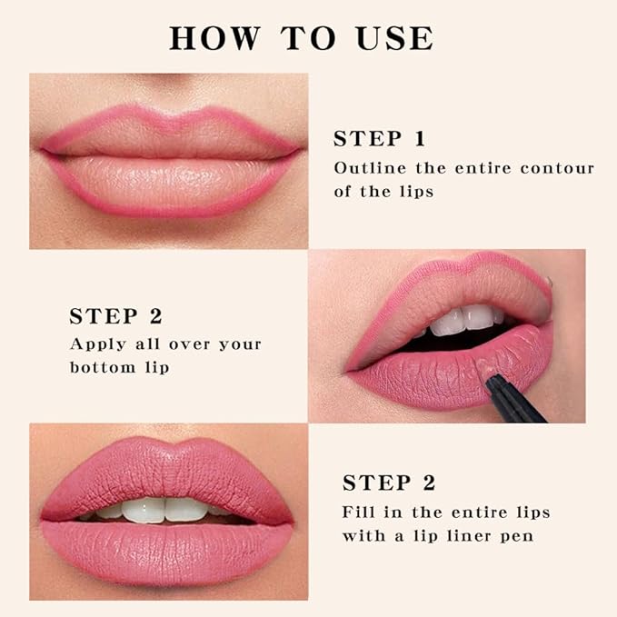 Kaely 3Pcs Ruby Red Dusty Pink Warm Pink Longwear Liquid Lip Liner Waterproof, 24 Hour Long Lasting Lip Liner Stain Marker Pen, 2-in-1 Matte Semi Permanent Lipliner & Lipstick, 09+10+13