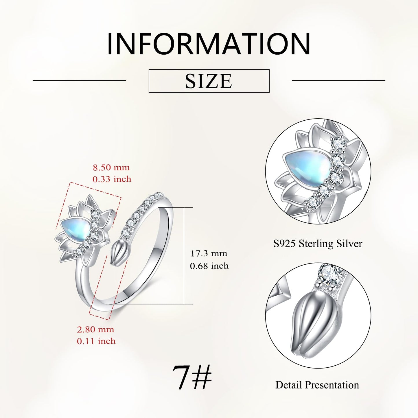 JBAERD Lotus Rings Sterling Silver Adjustable Lotus Rings Flower Jewelry Gifts for Women