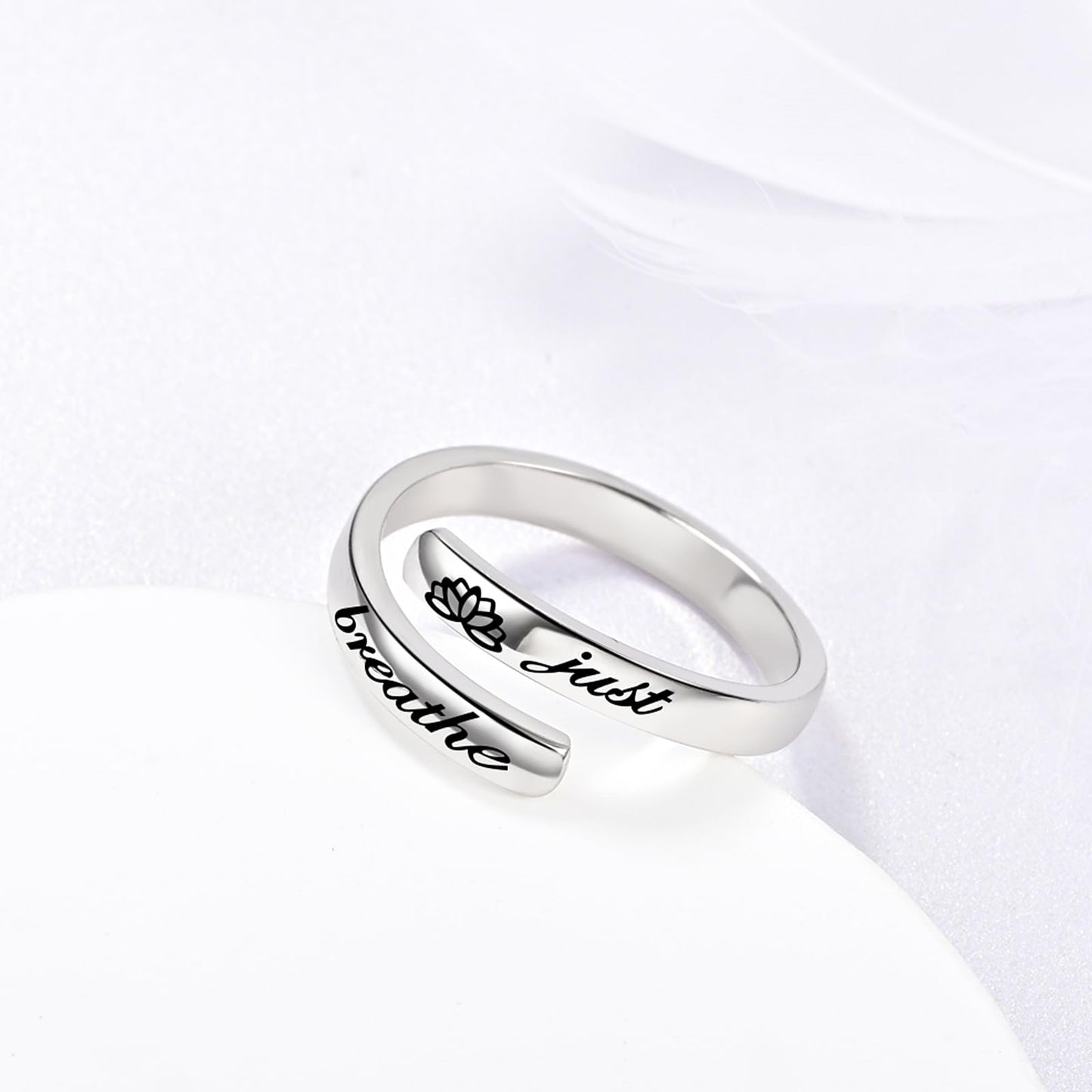 S925 Sterling Silver Inspirational Jewelry Rings Adjustable Ring Personality Encouragement Gift for Teens Women