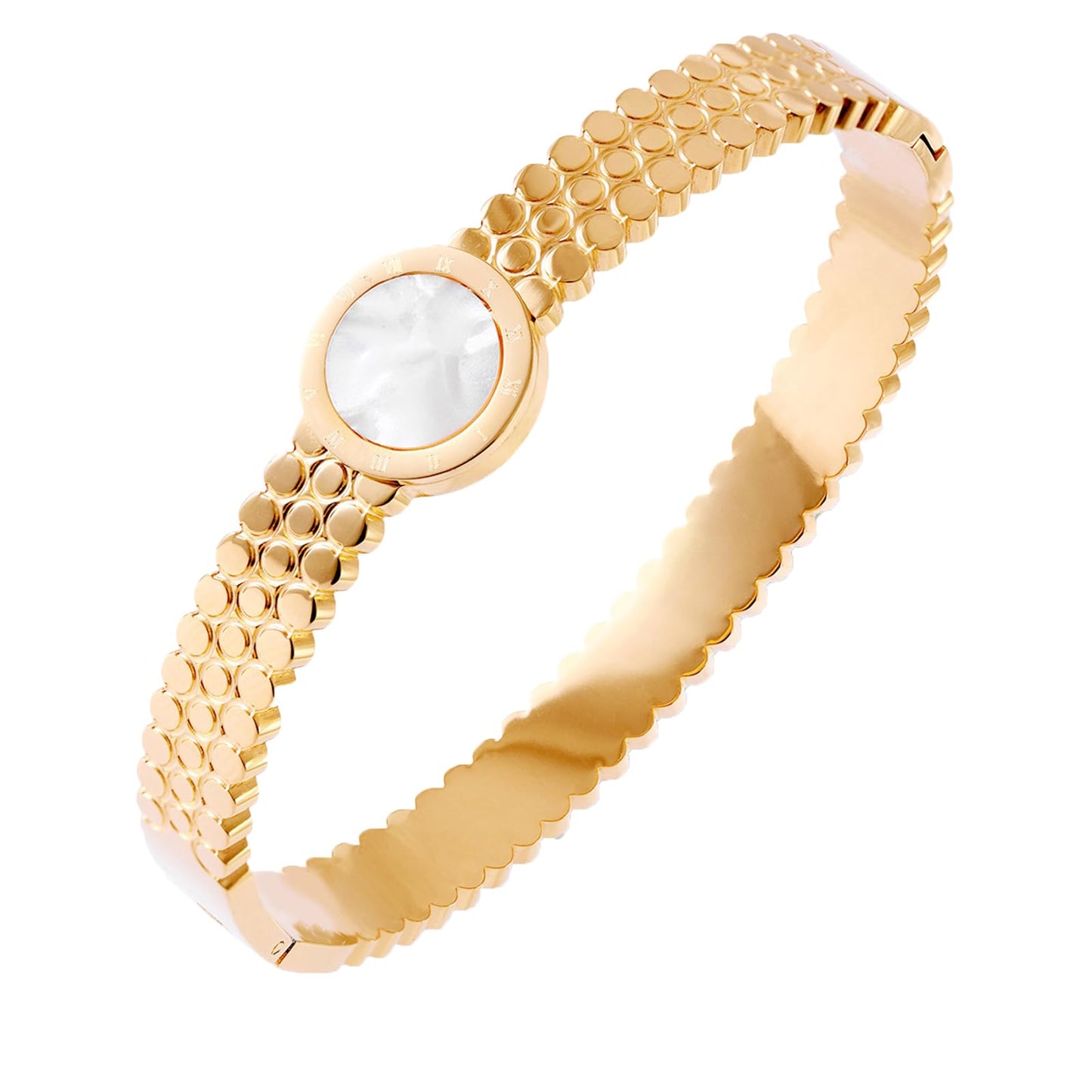 Vbvbip 18K Gold Plated 316L Stainless Steel Bracelets Bangle Collection - 12 Unique Designs + Matching Diamond-Accent Titanium Steel Chain, Gift for Women