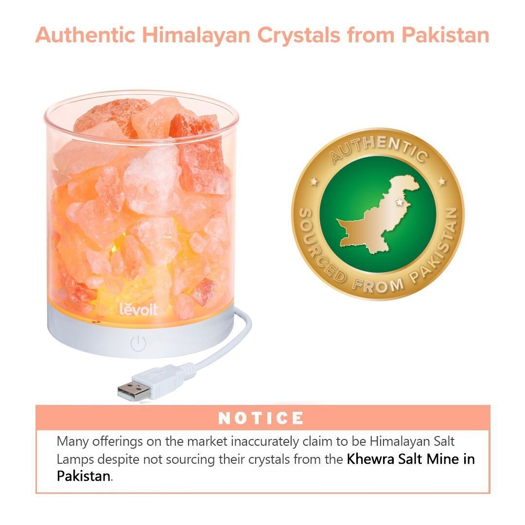 LEVOIT Himalayan Salt Lamp Crystal Rock, Hymilain Sea Salt Lamps, Pink Crystal Salt Rock Lamp,Gift Lamp, Night Light,(ETL Certified) Dimmable Touch Switch, Cora
