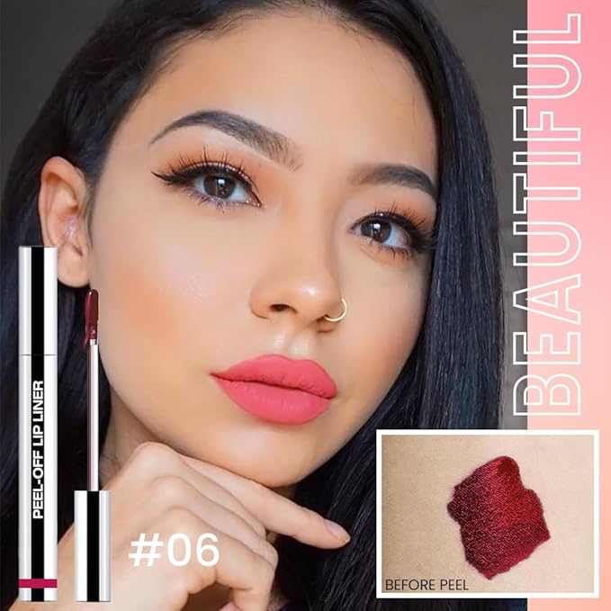 3 Pcs Matte Liquid Lip Stain Peel Off Lip Liner, Long Lasting Lip Tattoo, Waterproof & Transfer-Proof Lip Liner Peel Off Lip Gloss for All Skin Types.#00+#02#06